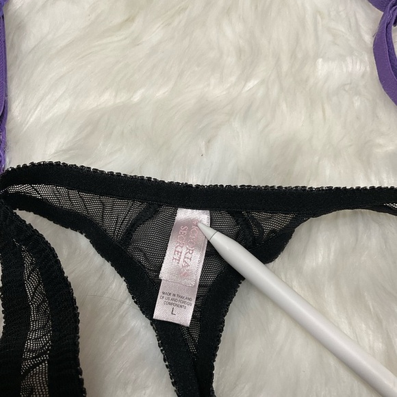 Victoria's Secret Purple and Black Garter and Thong  Set - Picture 3 of 13